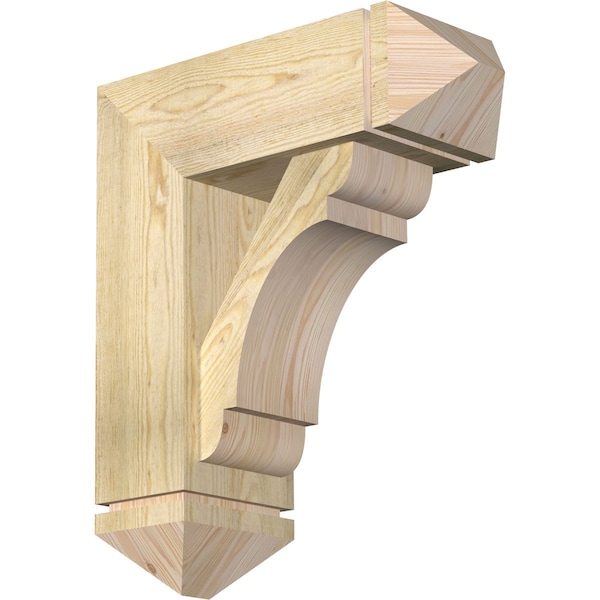 Ekena Millwork Olympic Arts and Crafts Rough Sawn Bracket w/ Offset Brace, Douglas Fir, 8"W x 22"D x 26"H BKT0806X22X26OLY03RDF - main